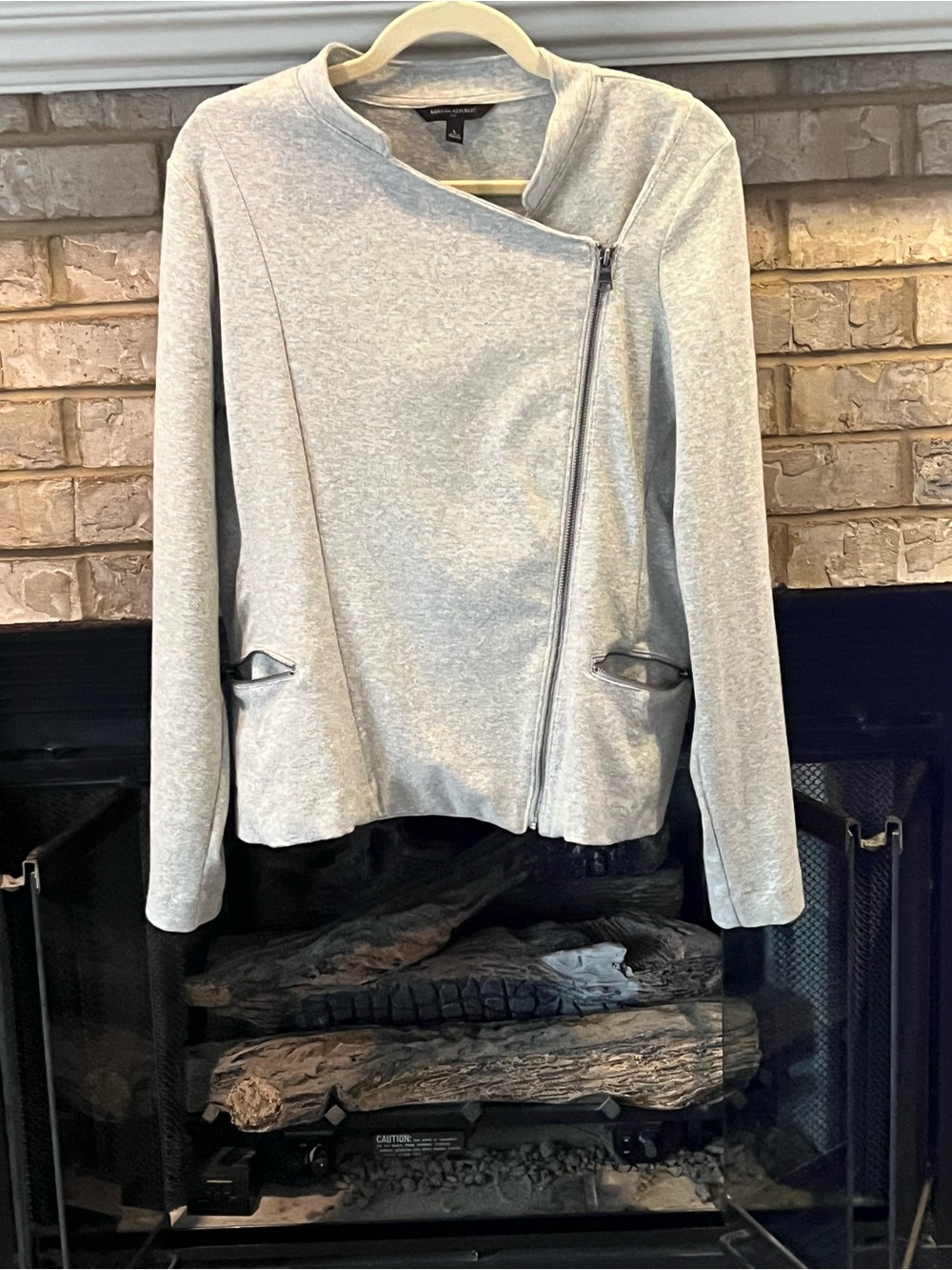 Banana republic Light Gray Asymmetrical Zip Jacket size l. Worn once